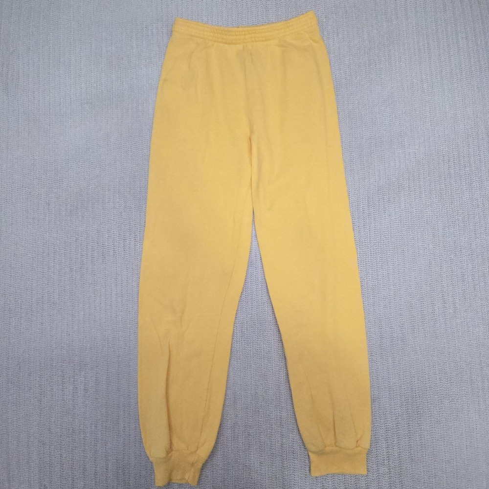 Vintage American Concepts Sweatpants Womens Small Yellow Fleece Elastic Waist